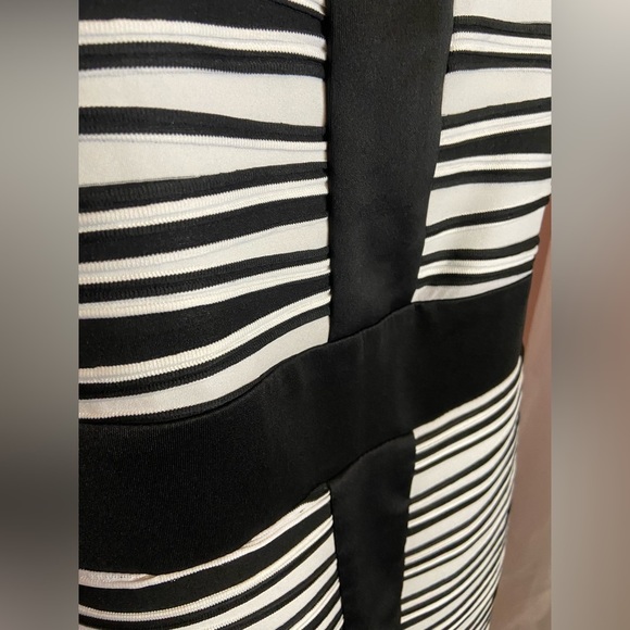 NWT R&M Richards Sleeveless Scoop Neck Black & White Ribbed Cocktail Dress: BB74 - Picture 6 of 15